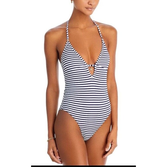 Aqua Other - AQUA Swim Striped Halter One Piece Swimsuit Size XS